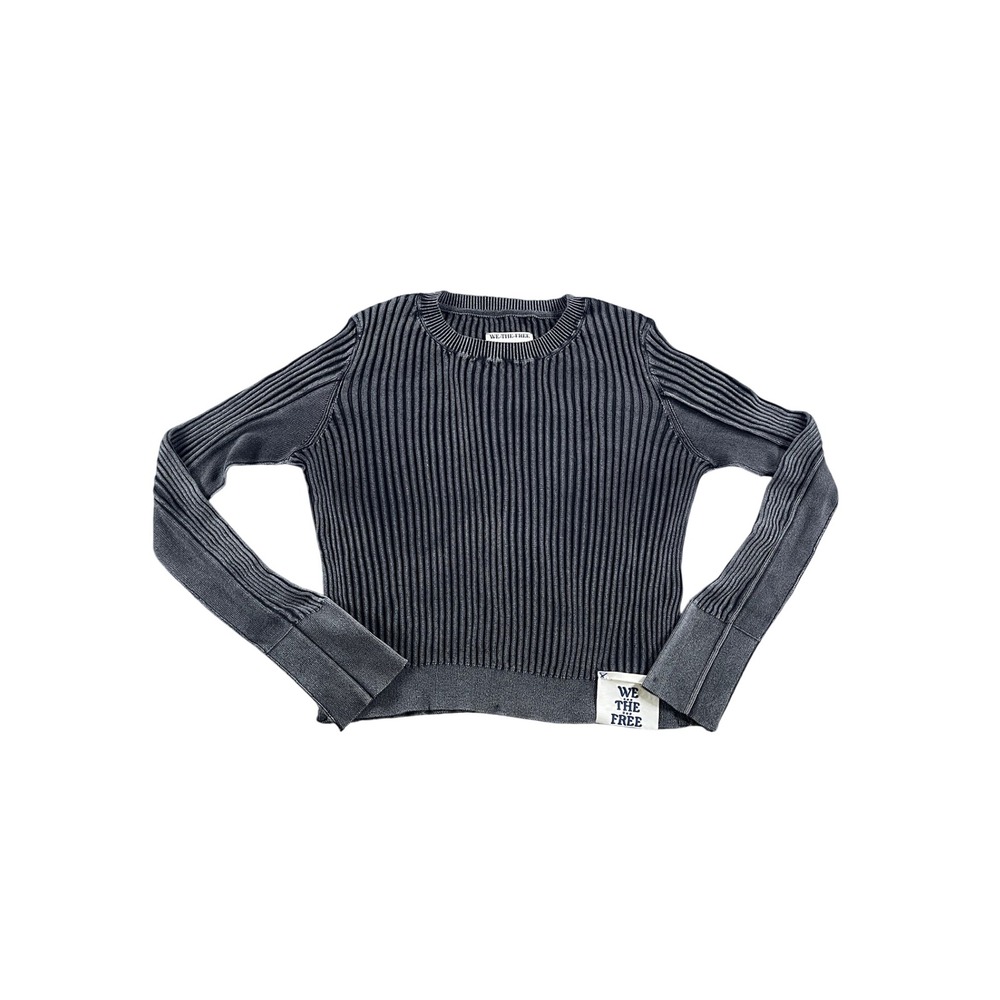 We The Free Free People Ribbed Knit Sweater Gray Washed Long Sleeve Small 0867